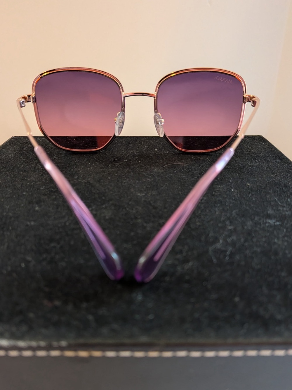Women's Fashion Sunglasses with Lavender Lenses and Embellished Gold Frame - Picture 7 of 12